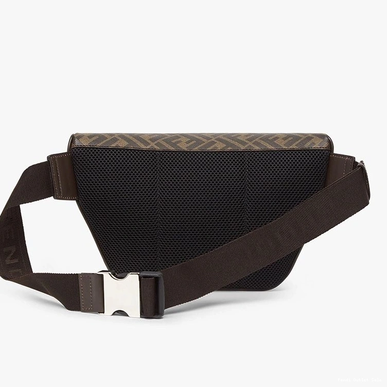 Cheap In Motif ROMA Logo FF Belt Fendi Brown Fabric Bag 0720